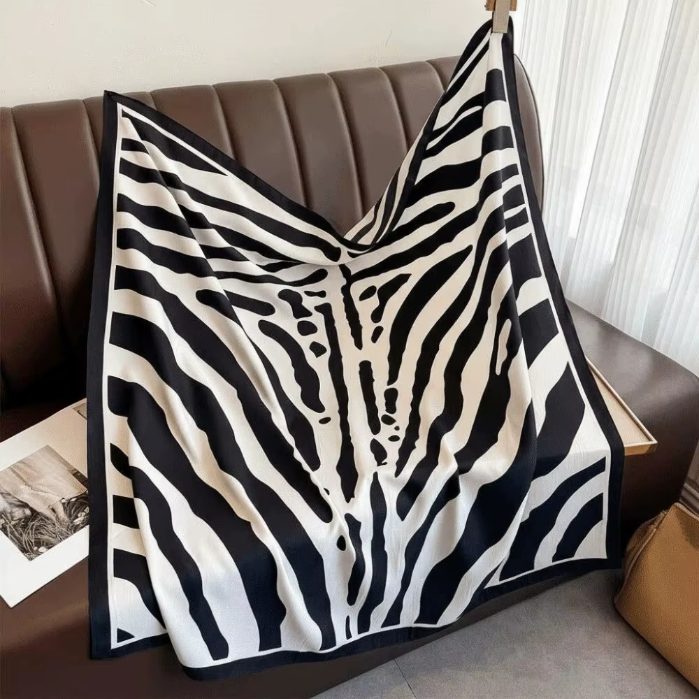 Foulard carré imprimé 90 cm, léger, protection solaire, à rayures, pour la tête ou comme bandeau, en