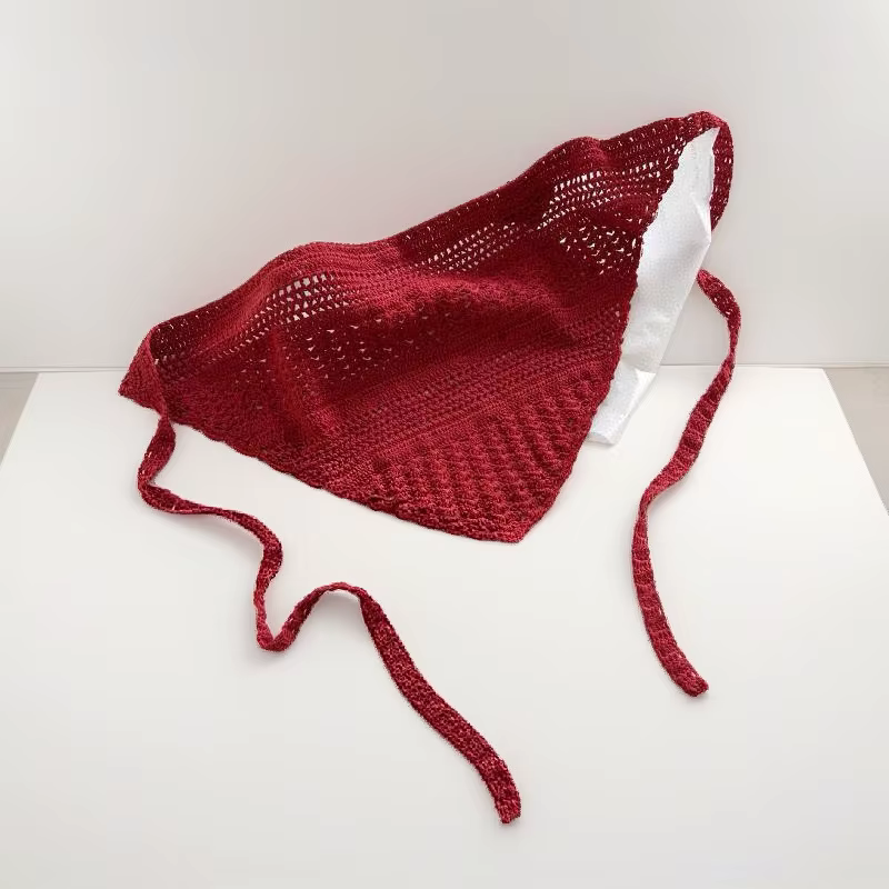 Bandeau tricoté fait à la main au Crochet, écharpe pour cheveux, Triangle ajouré, accessoires pour c