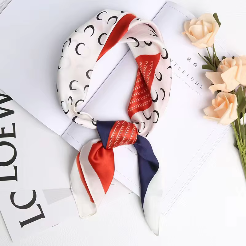Foulard Carré Imprimé à la Mode pour Femme et Fille, Hijab en Satin, Bandana, Bandeau de Sauna Musul