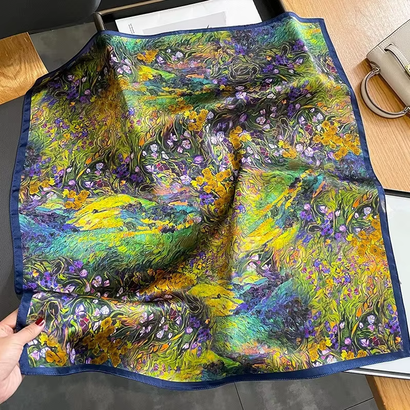 Écharpe à imprimé floral de peinture à l'huile pour femmes, châles et enveloppes de mûrier, bandana