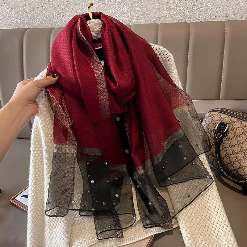 Écharpe de marque de luxe pour femmes, châle, couleur unie, en soie, en lin, été, bandana, Hijab, co
