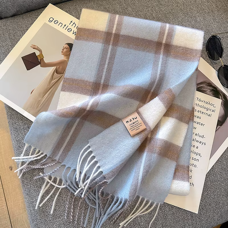 Luxe hiver 100% laine écharpe femmes Plaid cachemire mouchoir chaud Pashmina femme châle paréo doux