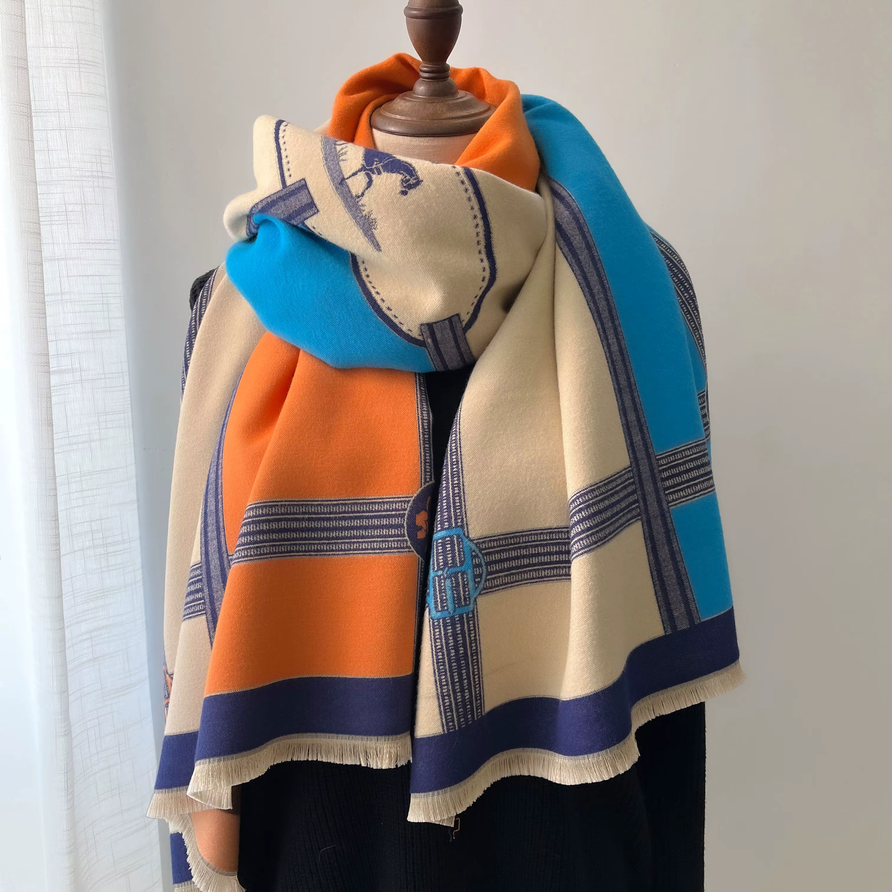 Écharpe en cachemire d'hiver pour femmes, imprimé de luxe, châle enveloppant, couverture épaisse et 