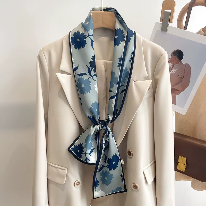50 couleurs nouvelles femmes soie sensation imprimé Design écharpe châle mode luxe longue étroite pe