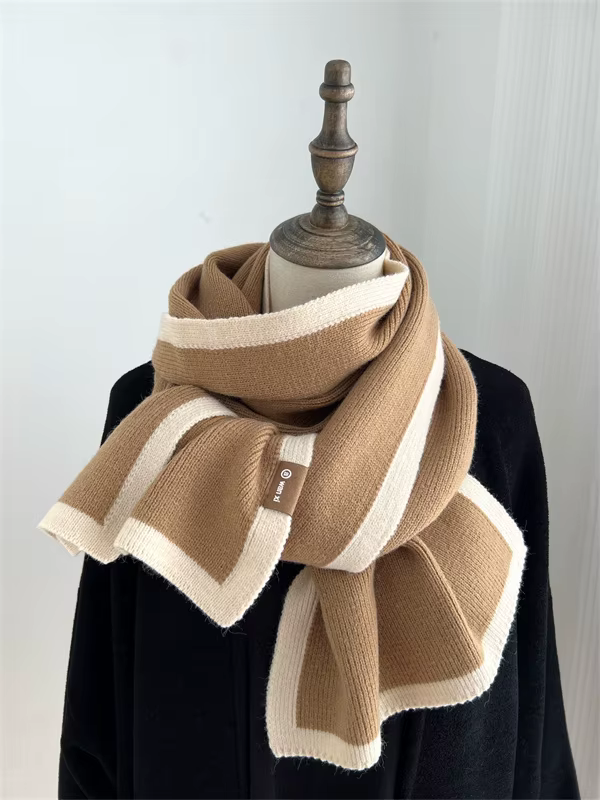 Écharpe assortie de couleur noir et blanc, nouveau style d'hiver, bordure de haute qualité, design d