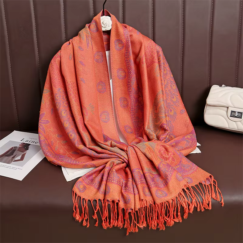 Femmes Paisley écharpe cachemire sentiment Pashmina châles gland Hijab bandeau Femme hiver foulards 