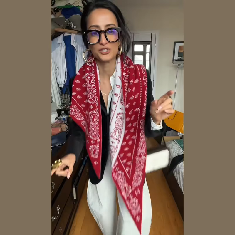 Écharpe Tricotée Réversible en Jacquard pour Femme, Châle Doux et Chaud Décontracté, Bandana, Foular