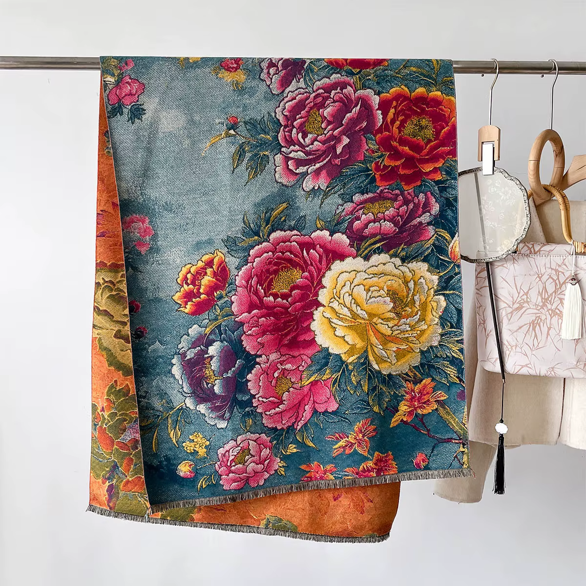 Écharpe chaude en cachemire pour femme, châle imprimé Floral, couverture épaisse de luxe, Bufanda Pa
