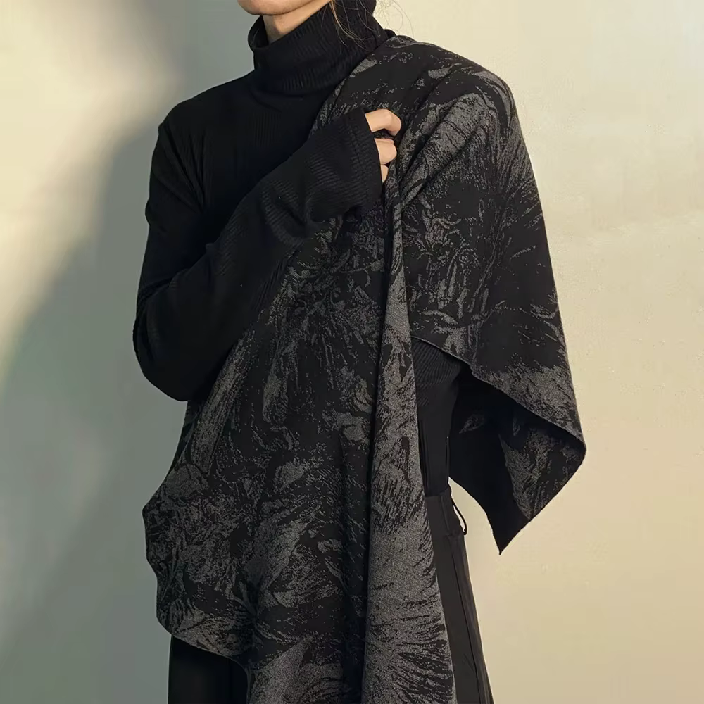 Écharpe longue en Imitation cachemire pour hommes, Style japonais, vent foncé, chaud, châle polyvale