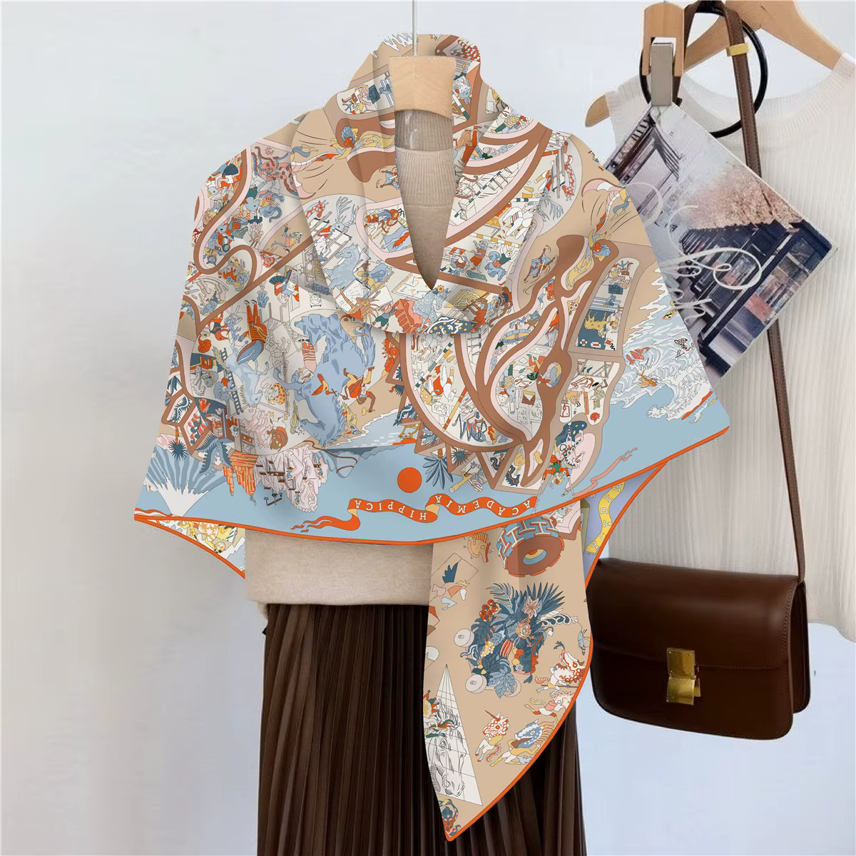 Écharpe en fausse soie et laine pour femmes, 110x110m, Chic, élégant, carré, luxe, cadeau de noël, d