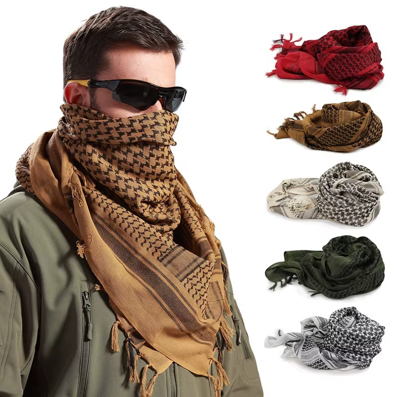 Été femmes tactique arabe écharpe hommes mode léger Hijab écharpe printemps armée Plaid foulard gard