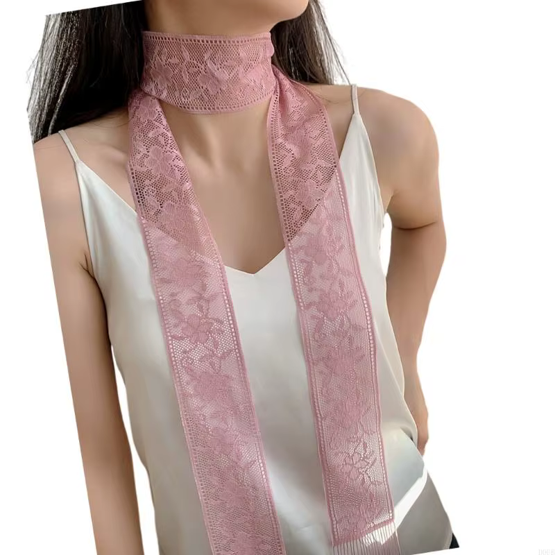 D0UB Flower brodé Neckerchief Sophistiqué écharpes uniques beaux écharpe en dentelle adaptée à diver
