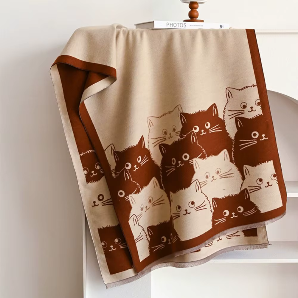 Écharpe en Imitation cachemire chat mignon, épaisse et chaude, Pashmina résistant au froid, motif Ja