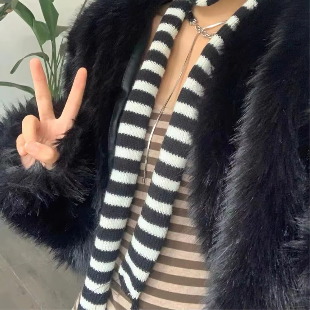 Foulards longs rayés pour filles, écharpe rayée Y2K, col gothique Harajuku, écharpe chaude d'hiver é