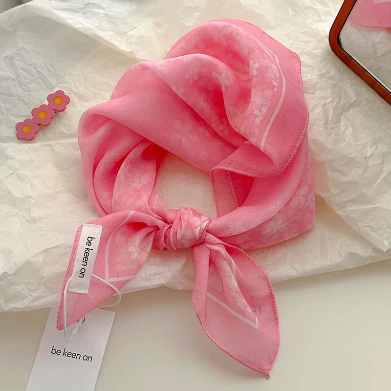 Foulard en Soie pour Femme, Respirant, Rétro, Polyvalent, Doux, Artistique, Décoratif, Petit Foulard