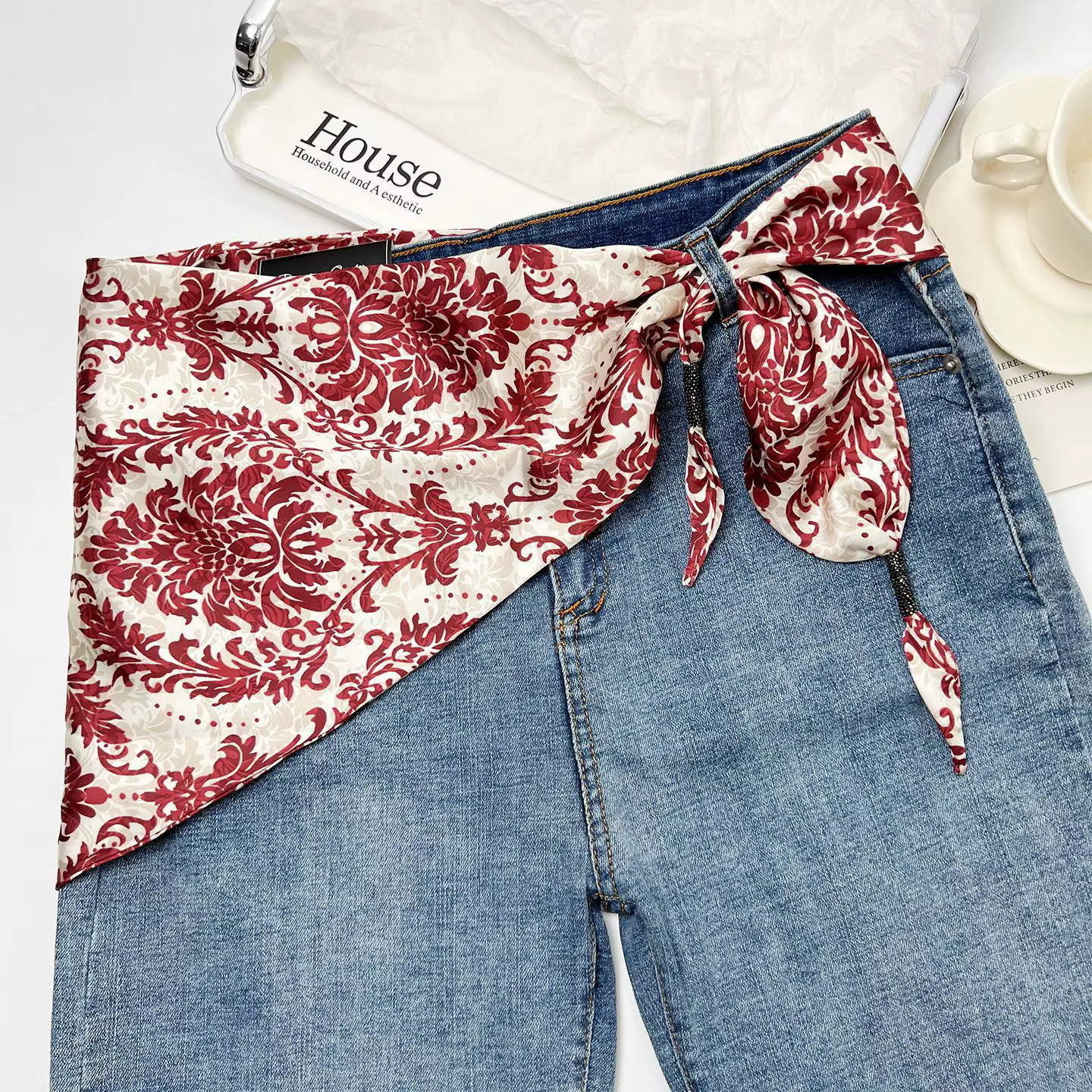Foulard rétro en soie florale ananas pour femmes, Triangle de taille, ceinture de voyage, écharpe ca