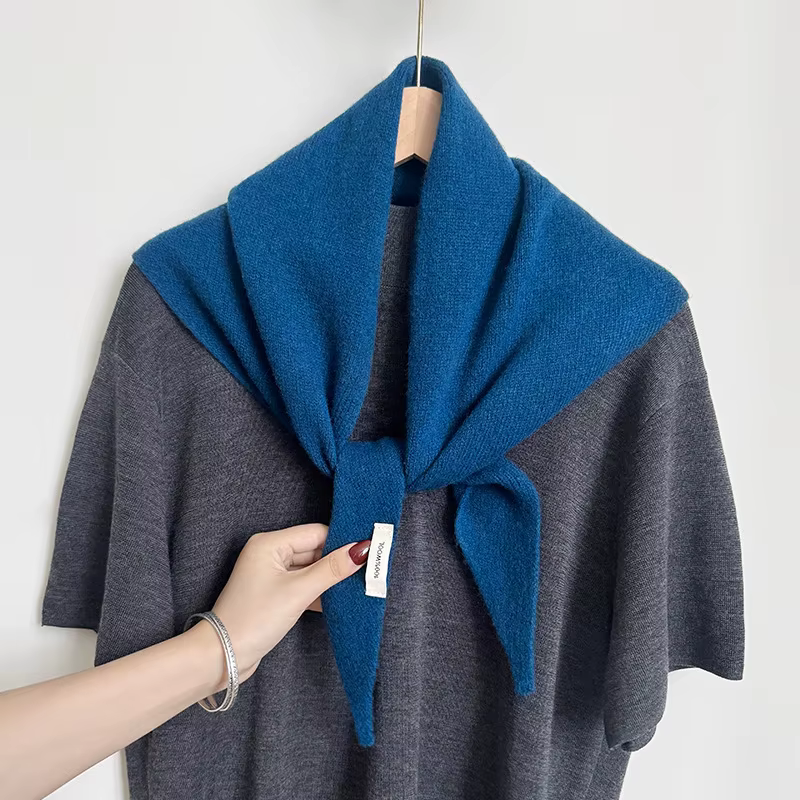 100% laine hiver écharpe pour femmes chaud triangle tricot foulards Hijab solide dame châle envelopp