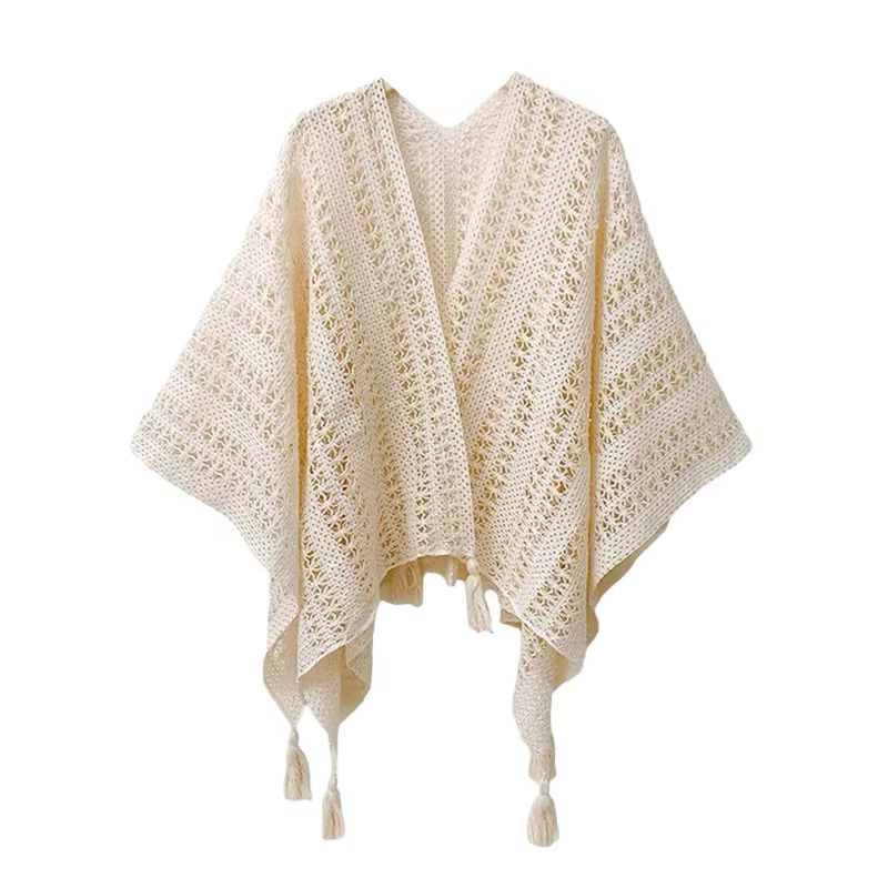 Châle fin ajouré dégradé style ethnique pour femme, grande cape décorative printemps-été