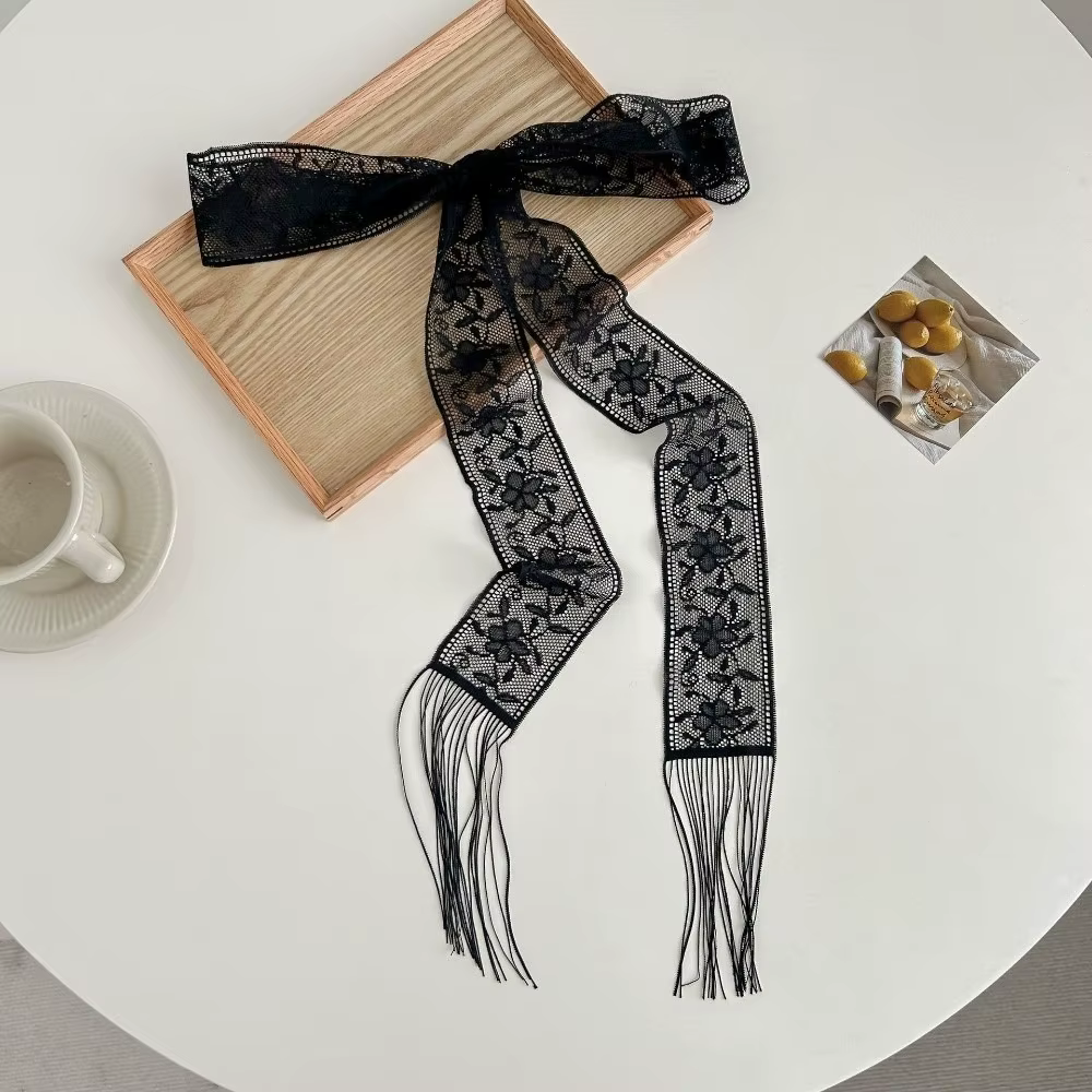 Écharpe élégante à imprimé floral en dentelle, longue et étroite, pour sac, douce, légère, multifonc