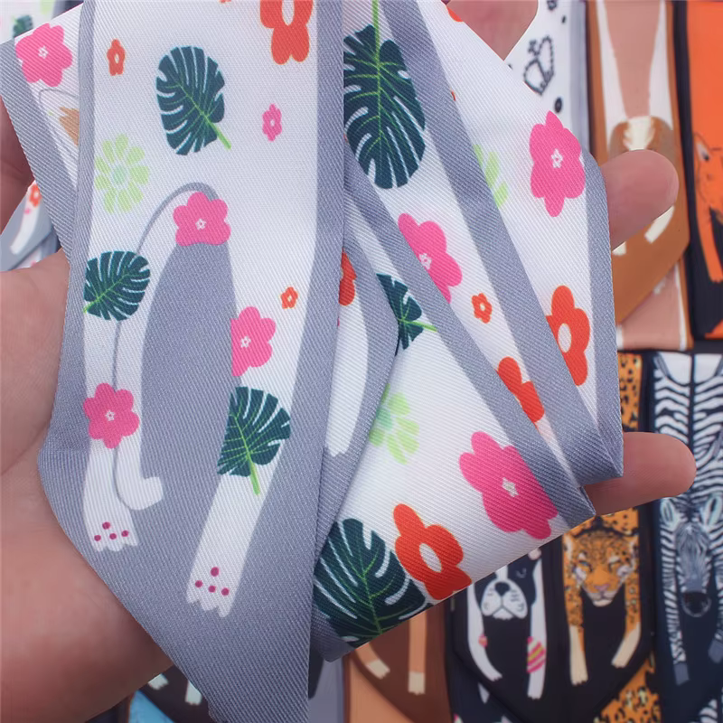 Foulard en soie fin imprimé animal 17 couleurs, nouvelle collection 2024, pour femme, marque de luxe