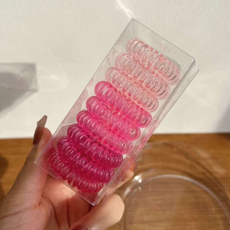Bandes de cheveux élastiques en fil de téléphone, bandes de caoutchouc transparentes, attaches en sp
