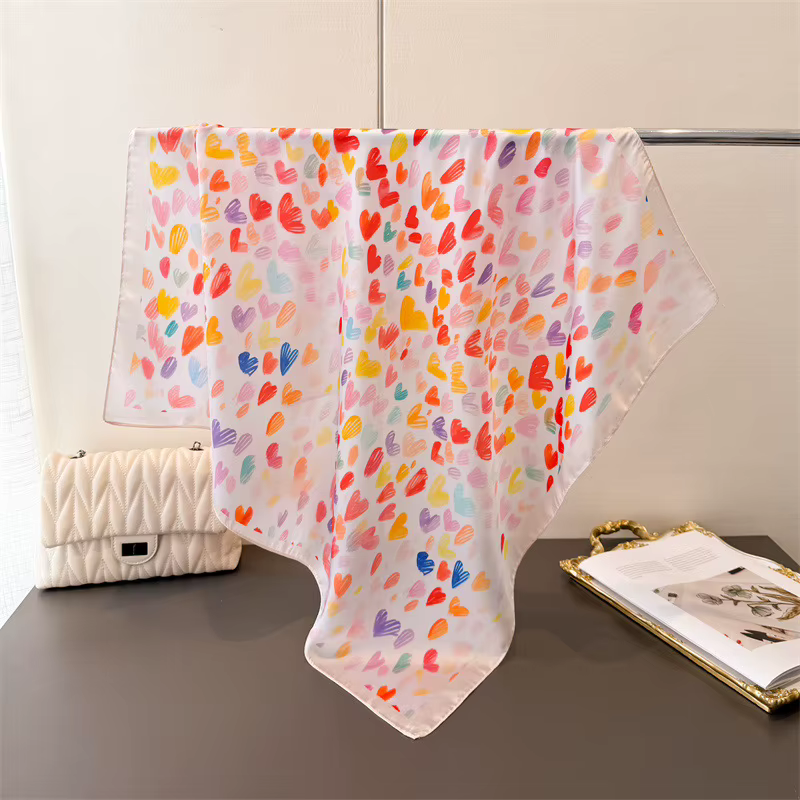Foulard carré 70x70cm pour femme, en satin doux, tendance, bandana, écharpe de plage, hijab
