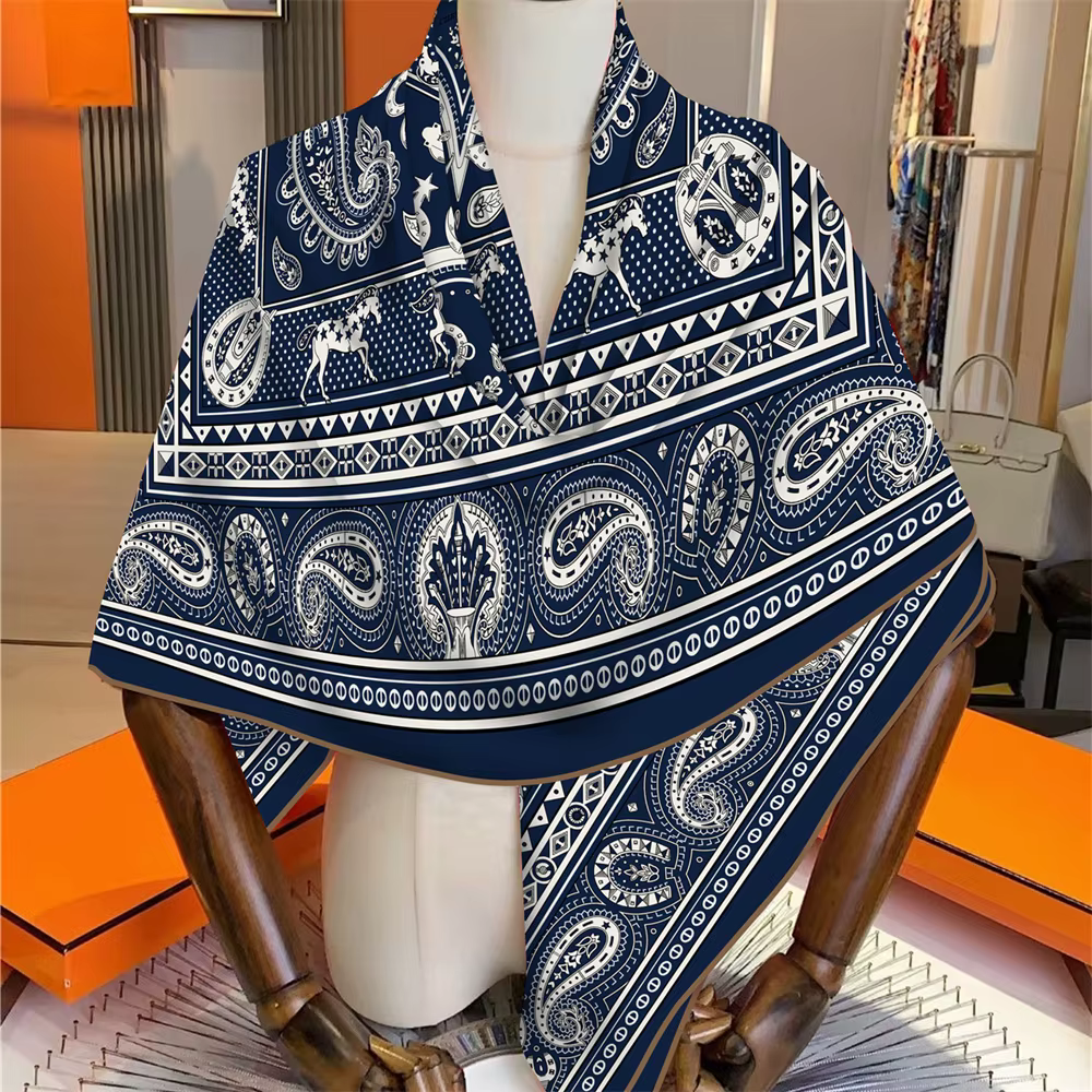 30% soie 70% cachemire écharpe concepteur de luxe Pashmina châles pour femmes carré arrosé à la main