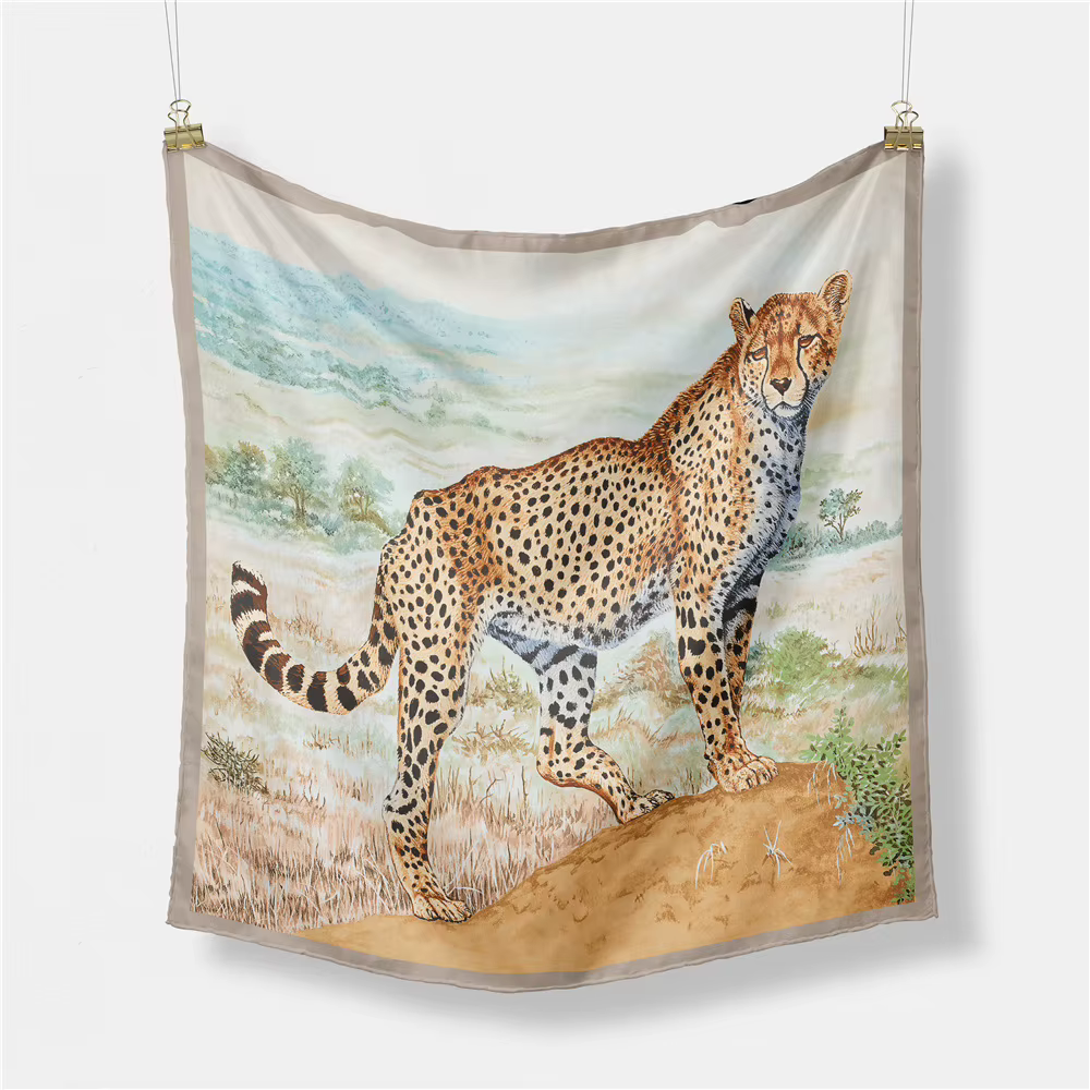 53cm femmes écharpe Design marque de luxe prairie léopard foulard en soie mode Hijab cheveux carré é