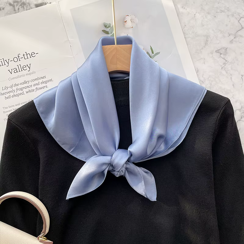 100% Pure femme soie cheveux écharpe Bandana 70 cm féminin couleur unie femme écharpe soie naturelle