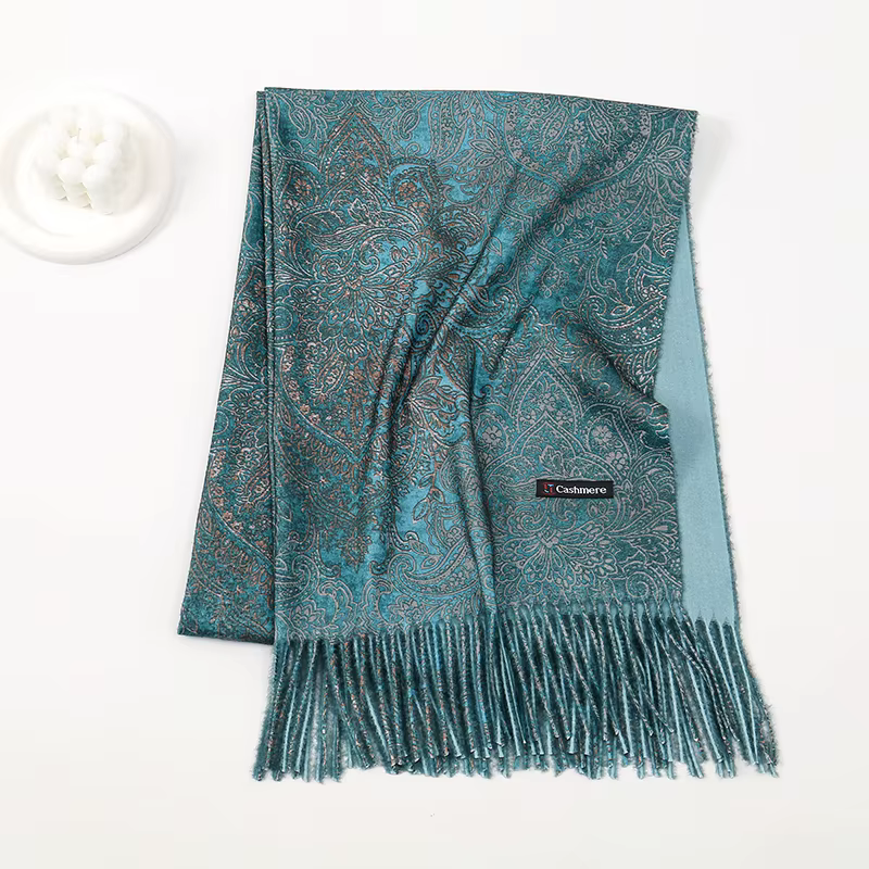 Écharpe Pashmina en Cachemire à Imprimé Paisley pour Femme, Châle Enveloppant Hijab, Marque de Luxe,