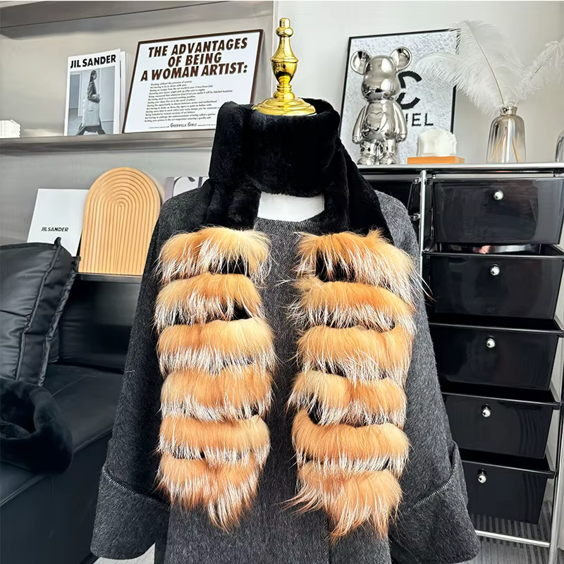Écharpe en vraie fourrure de renard pour hommes et femmes, unisexe, hiver, chaud, moelleux, doux, gr