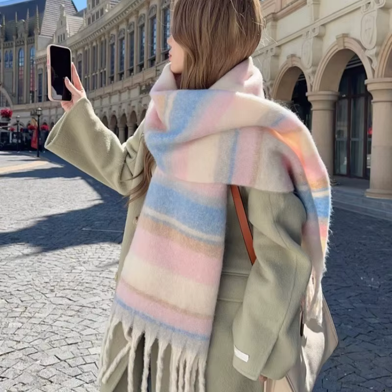 Écharpe à carreaux épaisse pour femmes, chauffe-cou chaud pour Couple, châle polyvalent de Style cor