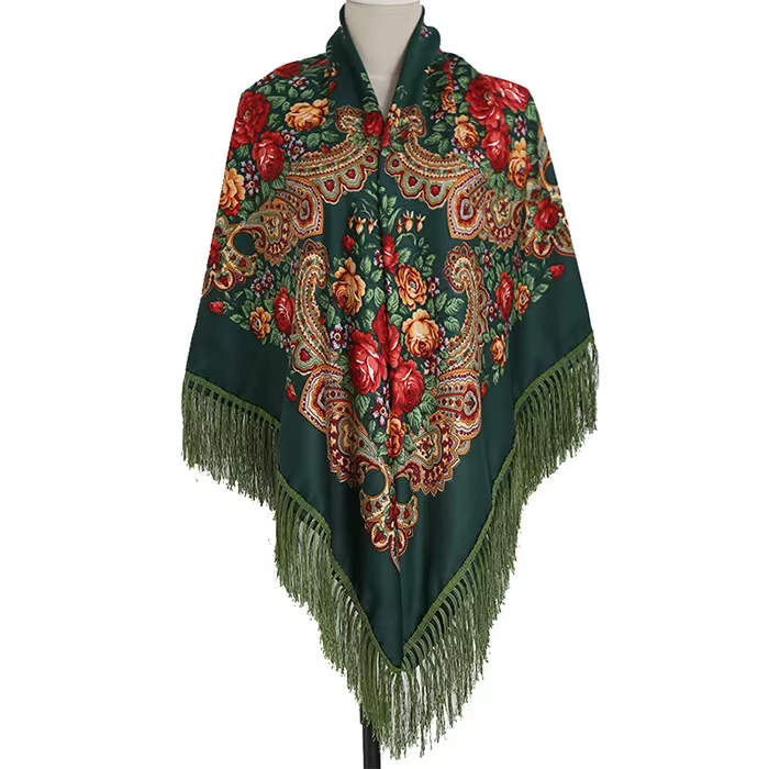 160*160 cm femmes russe National écharpe dame gland imprimé fleuri foulard enveloppes Babushka Banda