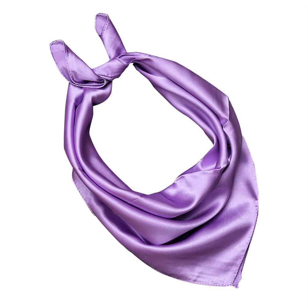 Écharpe en soie unie violet clair pour femme, élégante et polyvalente, idéale pour un usage professi