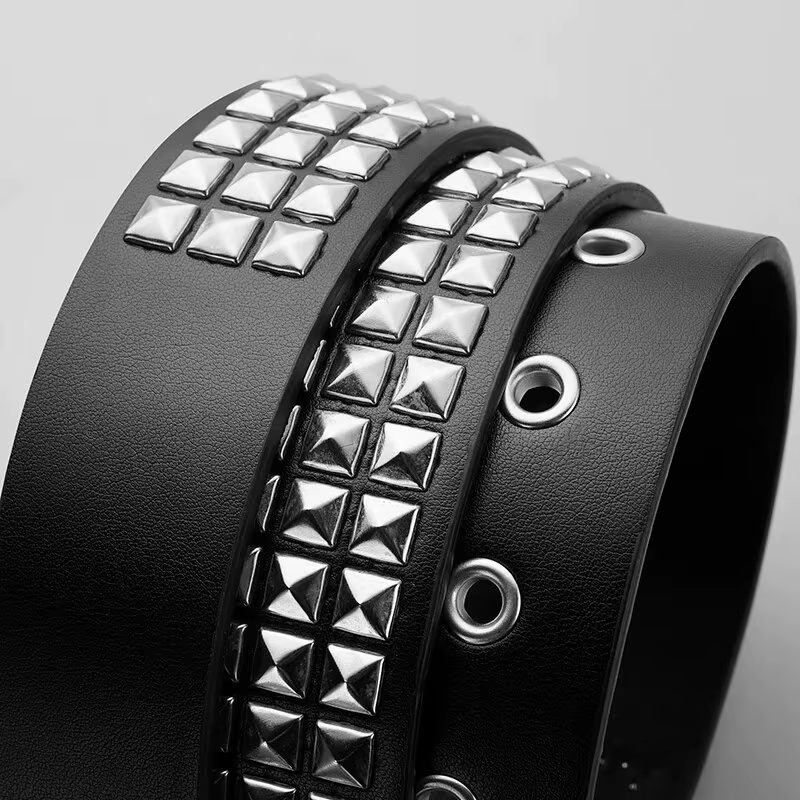 Ceinture à Rivets en Métal pour Homme et Femme, Style Punk, Discothèque, Rock, Jean, Y2K, Décoration