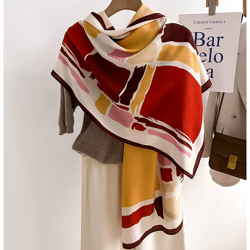 Foulard de Marque de Luxe en Laine et Coton pour Femme, Châle Rond, Pashmina, Hijab, Bande de Sauna,
