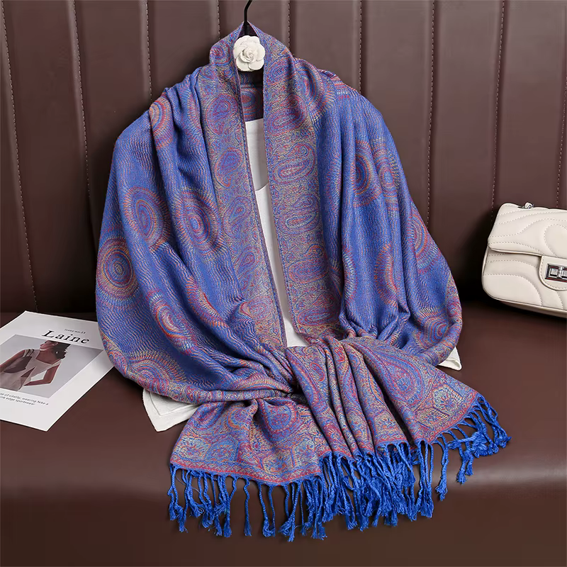 Femmes Paisley écharpe cachemire sentiment Pashmina châles gland Hijab bandeau Femme hiver foulards 