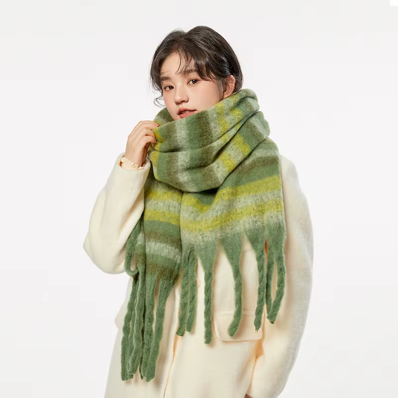 Écharpe chaude épaisse pour femmes, chauffe-cou polyvalent, doux et Long, nouveau châle Mohair, Styl
