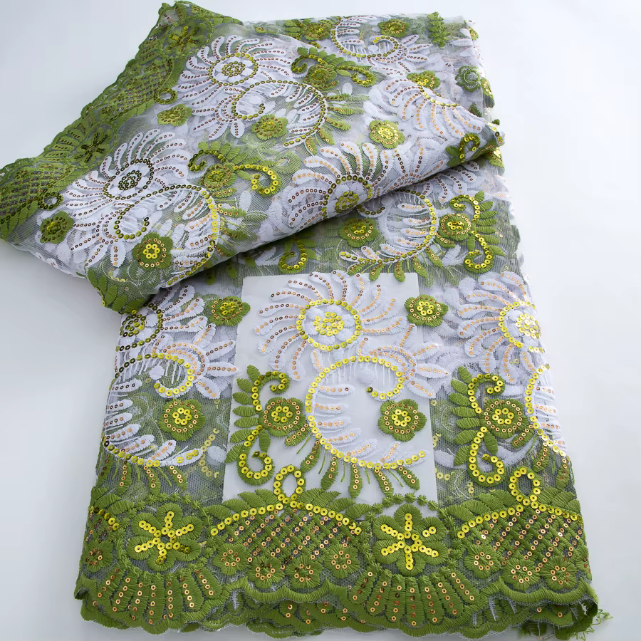 Tissu africain en dentelle et Tulle en maille, 5 Yards, de haute qualité, pour mariée nigériane, mar