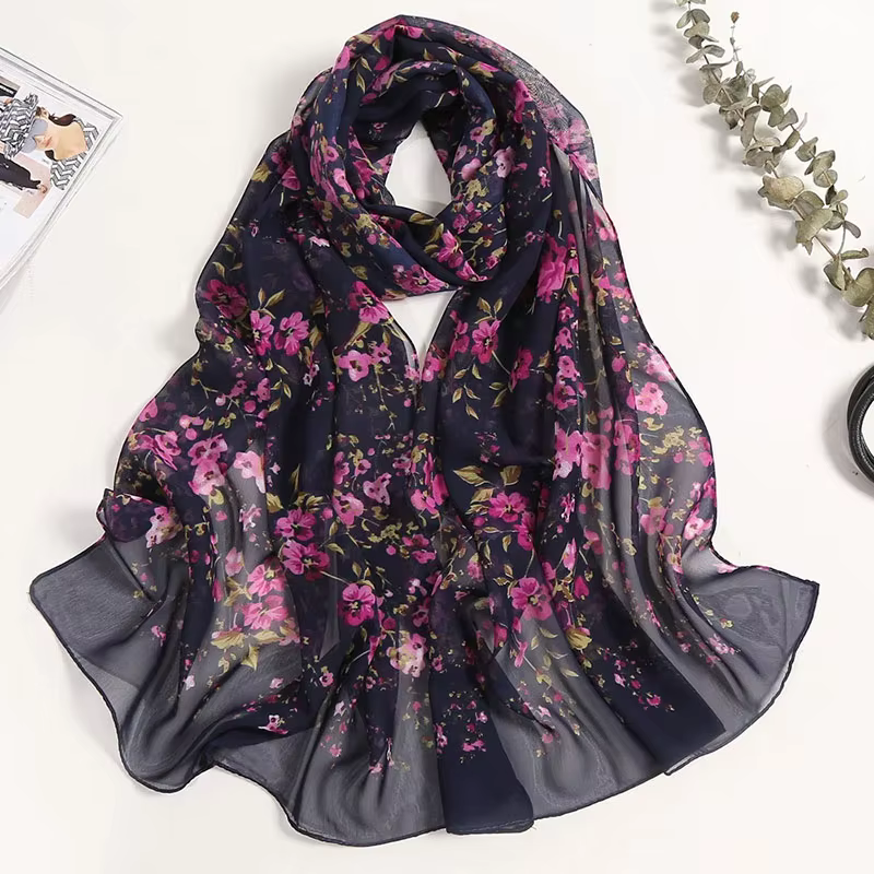 Foulard en mousseline de soie pour femme, châle long, bandana élégant, hijab fin de haute qualité