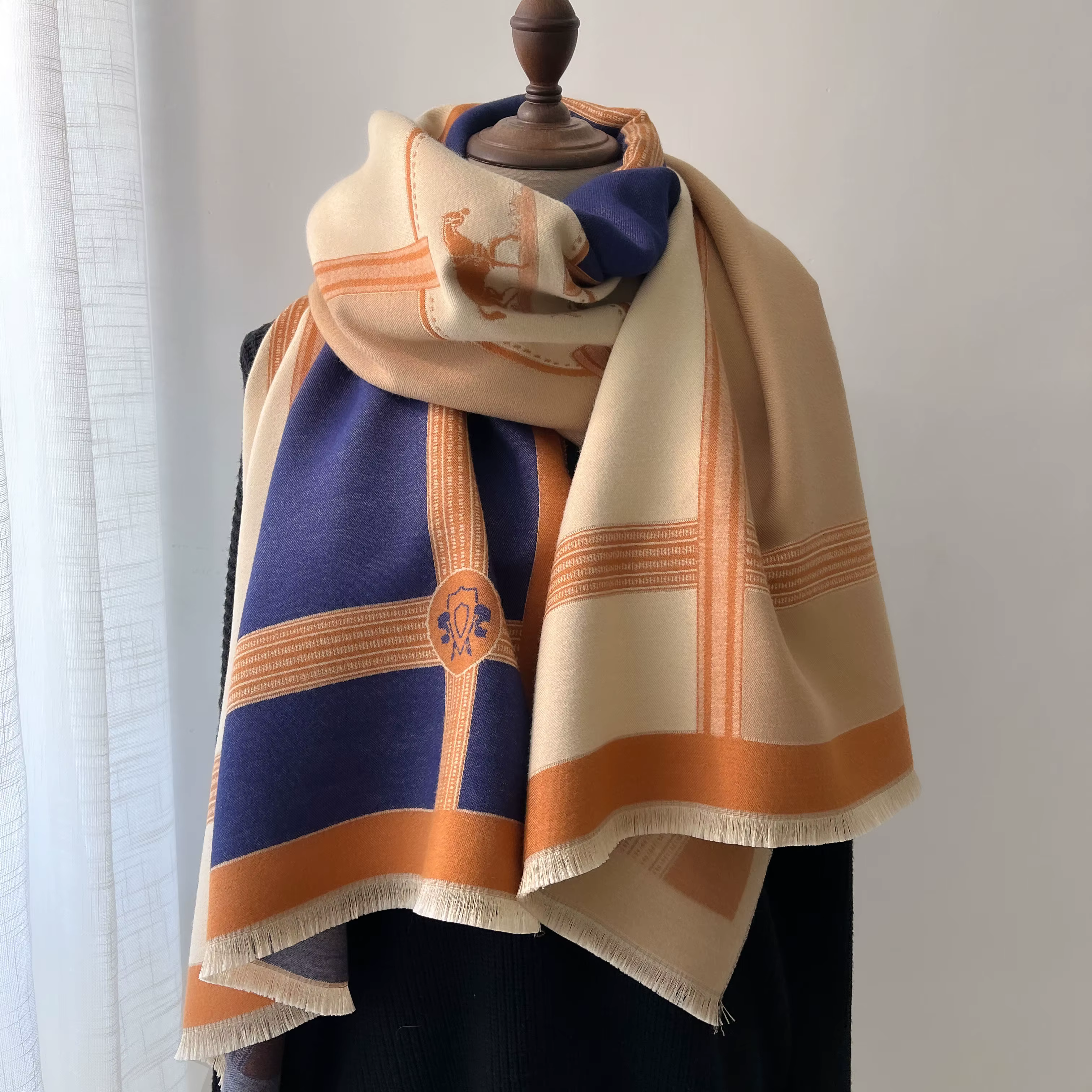 Écharpe en cachemire d'hiver pour femmes, imprimé de luxe, châle enveloppant, couverture épaisse et 