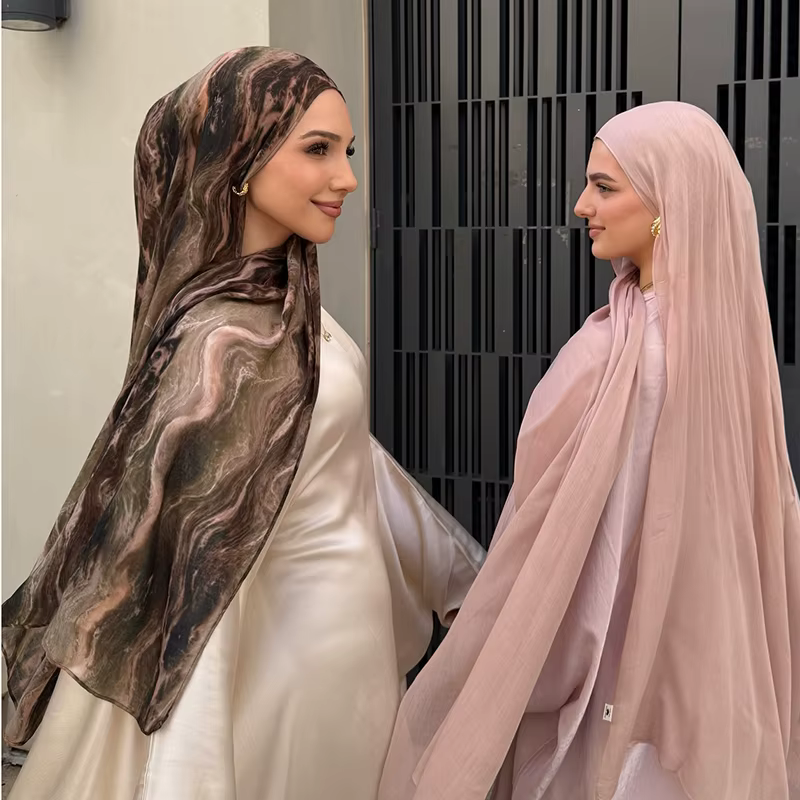 2025 nouvelle aquarelle florale Satin Modal Hijab écharpe respirant doux longue mode foulards foular