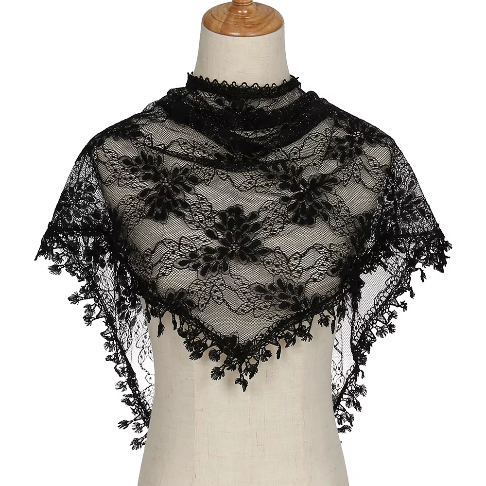 Foulard Triangle en dentelle pour femmes, châles brodés floraux, musulman, chrétien, voile de luxe,