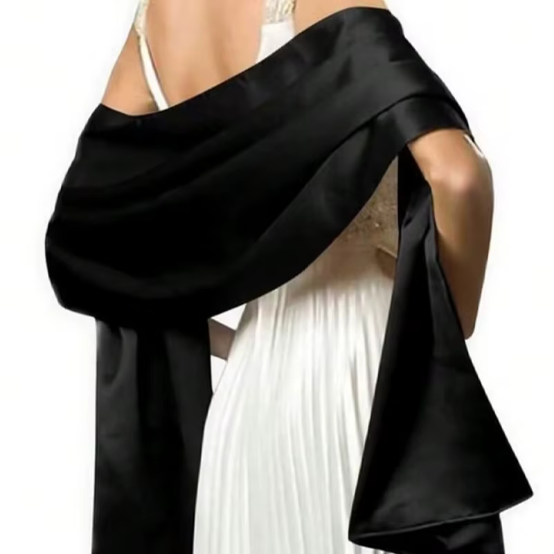 Écharpe en satin lisse de couleur unie, style bohème classique pour femme, châle décontracté d'autom