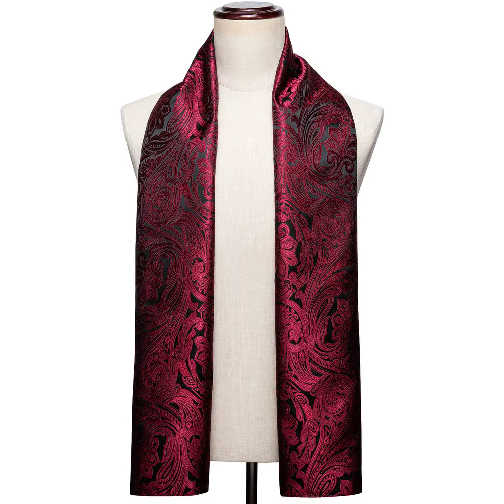 Écharpes pour hommes de couleur rouge, design élégant, printemps-automne, tissage de haute qualité, 