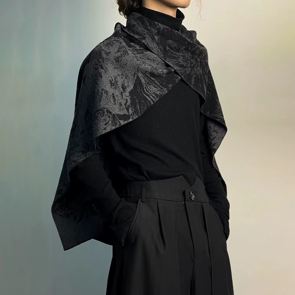 Écharpe longue en Imitation cachemire pour hommes, Style japonais, vent foncé, chaud, châle polyvale