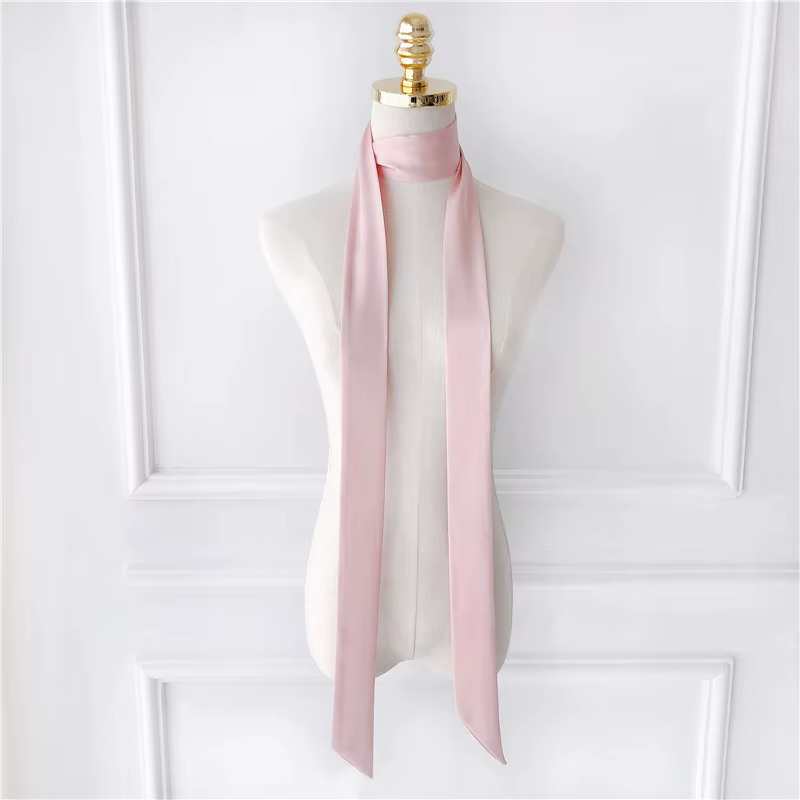 Foulard en mousseline de soie pour femmes, Style coréen, 190x5cm, couleur unie, Long bandeau, bander