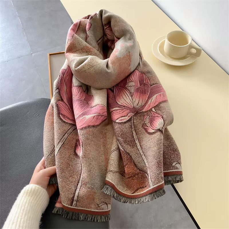 Écharpe de luxe en cachemire pour femme, Design chaud, couverture Pashmina, Poncho, châle, épais, Bu