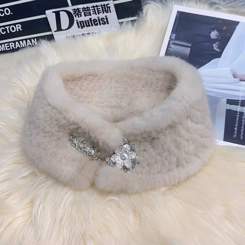 Écharpe en fourrure de vison pour femmes hiver fourrure naturelle cache-cou Double face fourrure cou