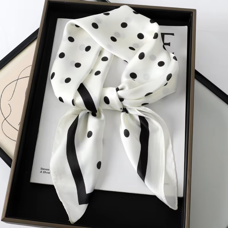 Dame cheveux Dot écharpe femme soie carré foulards bandeau pour femmes Bandana mode Foulard châles f